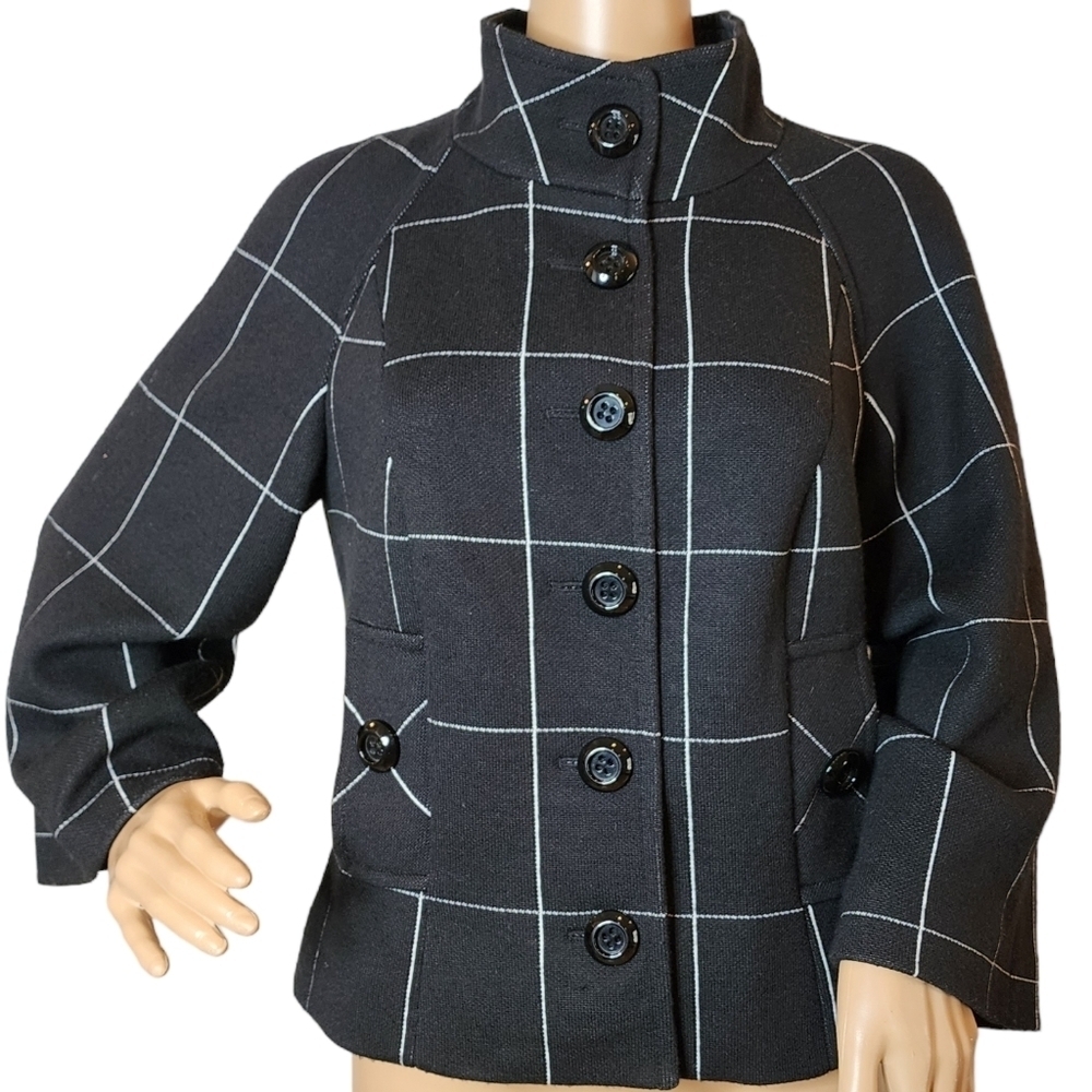Per‎ Se wool- blend black/white blazer jacket. Women's size 8